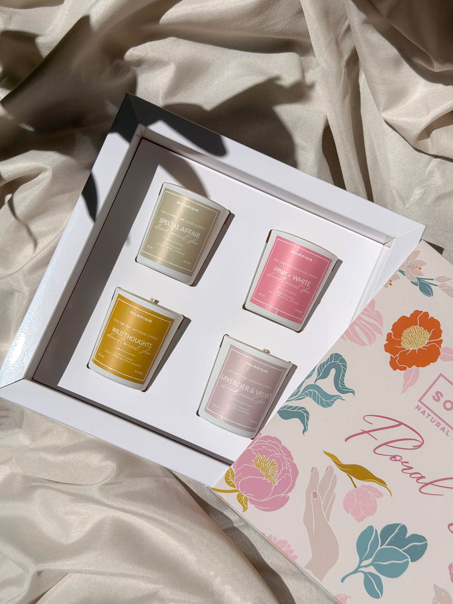 SOLIDIFIQUE Кутия с 4 мини масажни свещи FLORAL BOX