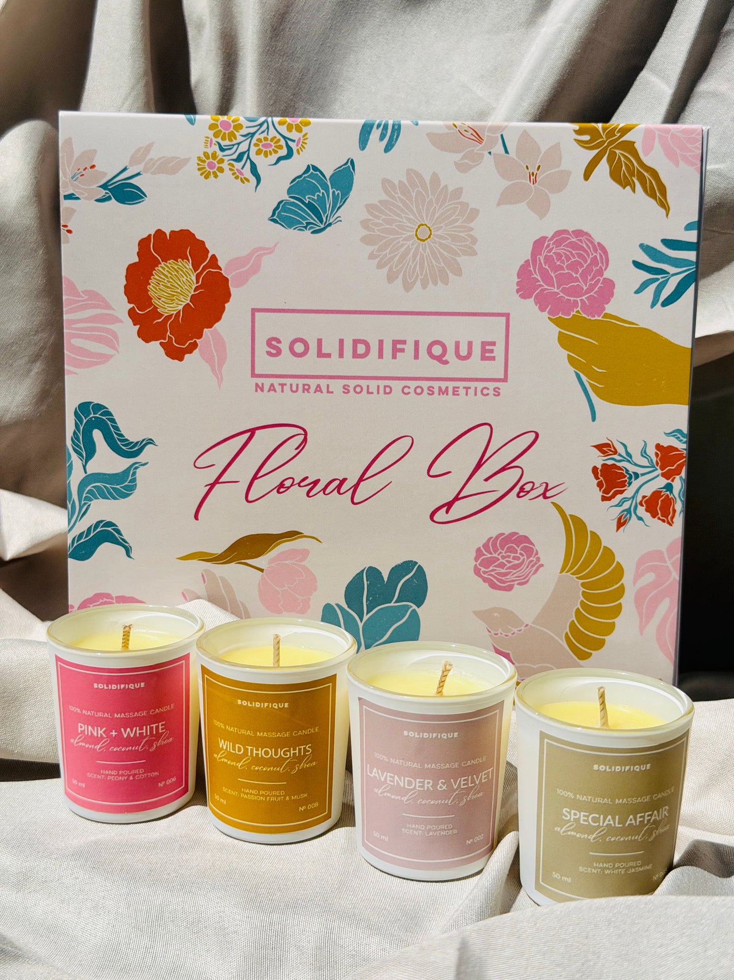 SOLIDIFIQUE Кутия с 4 мини масажни свещи FLORAL BOX