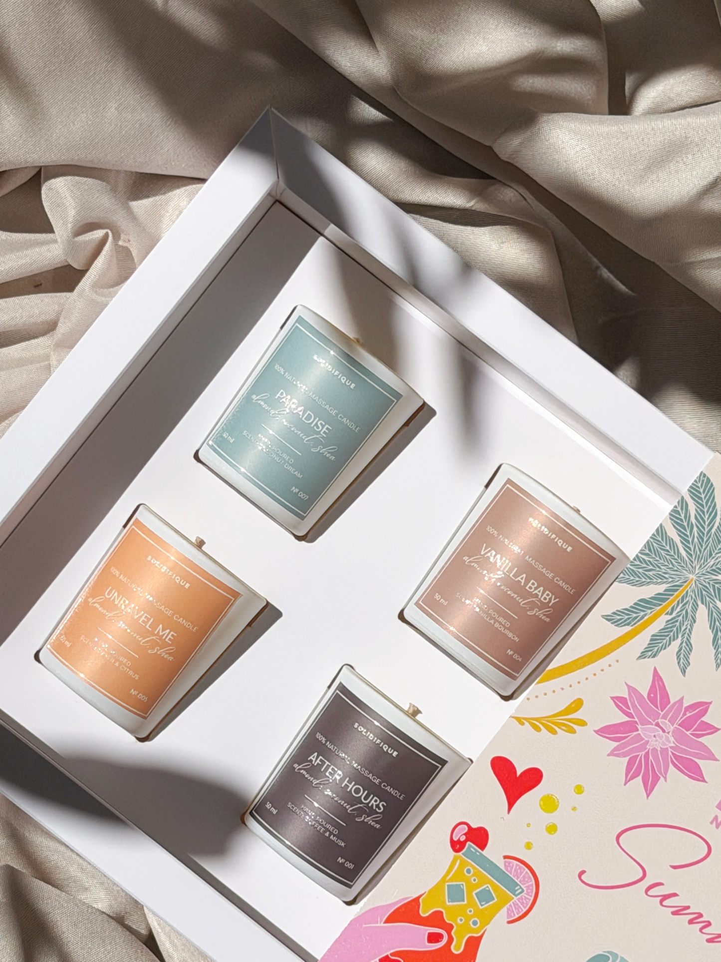 SOLIDIFIQUE Кутия с 4 мини масажни свещи SUMMER BOX