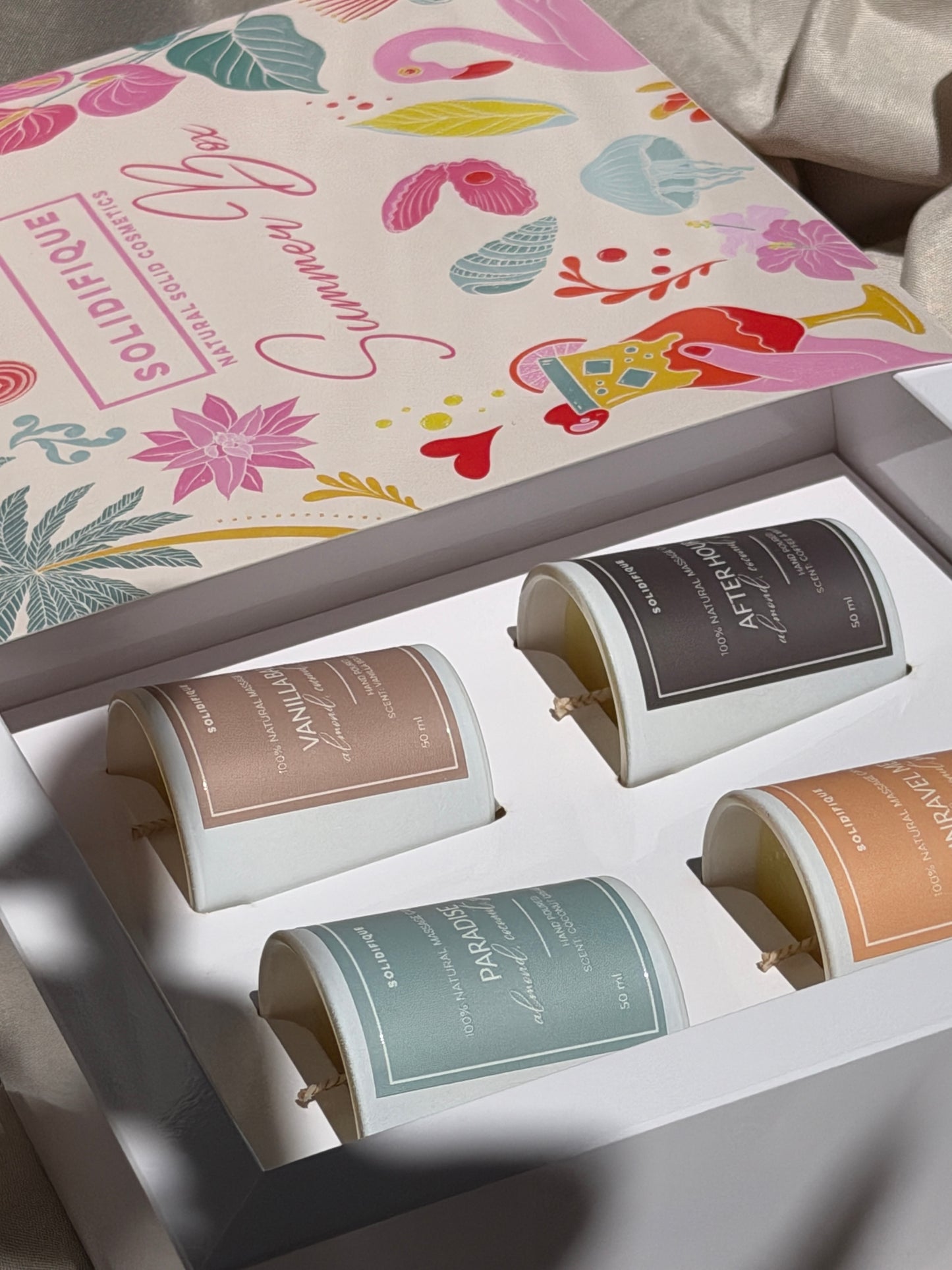 SOLIDIFIQUE Кутия с 4 мини масажни свещи SUMMER BOX